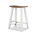 POLYWOOD® Contempo 24" Saddle Outdoor Counter Stool Plastic in White/Brown | 24.75 H x 19 W x 14 D in | Wayfair 2011-FWHTE