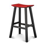 POLYWOOD® Contempo 30" Saddle Outdoor Bar Stool Plastic in Red/Black | 29.75 H x 20.5 W x 15.75 D in | Wayfair 2012-FBLSR