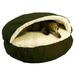 Luxury Orthopedic Cozy Cave Pet Bed, 25" L X 25" W X 25" H, Olive & Cream, Small, Green / Cream
