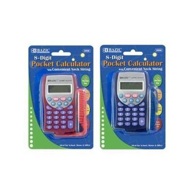 Bazic 3006-36 8-Digit Pocket Calculator with Neck String- Pack of 36