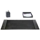 Dacasso Crocodile Embossed 3 Piece Desk Set Leather in Black | Wayfair D2237