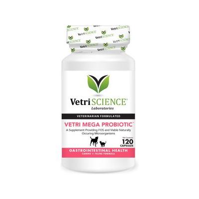 VetriScience Vetri Mega Probiotic Capsules Digestive Supplement for Cats & Dogs, 120 count