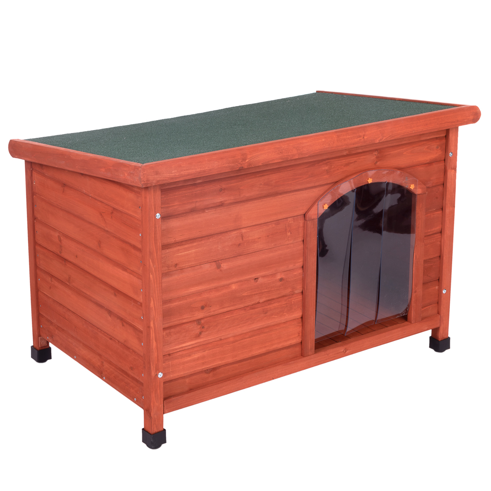 Woody Flat-Roofed Dog Kennel Size M: 104x66x70/62cm (LxWxH)