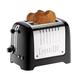 Dualit 2 Slice Lite Toaster | 1.1kW Toasts 60 Slices an Hour | Polished with High Gloss Black Trim | Bagel & Defrost Settings | 36 mm Wide Slots | 26205