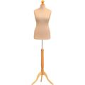 Female Tailors Dummy Cream Size 10/12 Dressmakers Fashion Students Mannequin Display Bust With A Light Wood Base