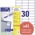 Avery Zweckform 3489 Universal Labels 100 Sheets 3,000 Labels 70 x 29.7 mm White