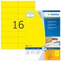 HERMA Self Adhesive Coloured Labels, 16 Labels Per A4 Sheet, 1600 Labels For Printers, Yellow, 105 x 37 mm (4256)