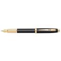 Sheaffer 100 Refillable fountain pen, medium nib, glossy black finish, gold-tone trim, glossy black with gold-tone