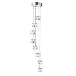 Searchlight 6778-8-LED Ice Cube Eight Light LED Cluster Ceiling Light in Chrome with Clear Glass