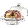 Anchor Hocking Presense 4-in-1 Cake Stand & Dome | Glass Cake Dome, Cake Display Set - Cake Dome, Tier Platter, Chip 'n Dip Plate & Punch Bowl from