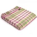 Tweedmill Textiles 100% Pure Wool Blanket Check Design in Cottage Check Pink | Made in UK Warm & Soft Natural Wool Throw