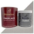 StoneLux® Fireplace Stone Coating - Stone Effect Paint - 1 litre & 500ml Primer (Grey Limestone)