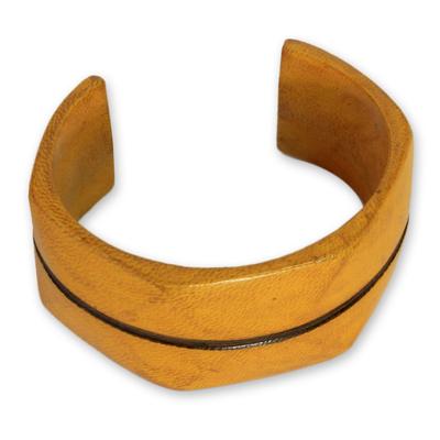 Leather cuff bracelet, 'Wend Konta Sun'
