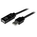 StarTech.com 15m USB 2.0 Active Extension Cable - M/F - 15 meter USB 2.0 Repeater Cable Cord - USB A Male to USB A Female - 15 m, Black (USB2AAEXT15M)