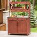 Leisure Season Outdoor Kitchen Preparation Station Free standing Drawers Wood/Stainless Steel in Brown/Gray | 67 H x 42 W x 24 D in | Wayfair