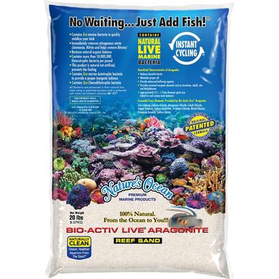 Nature's Ocean Bio-Activ Live Aragonite Reef Sand 0.1-0.5mm, 20 lbs.