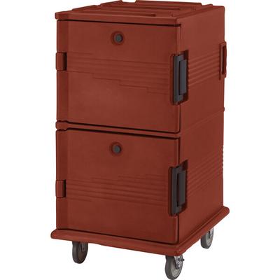 Cambro Hot Box | UPC1600HD402 Brick Red Ultra Camcart Insulated Food Pan Carrier with Heavy Duty Casters