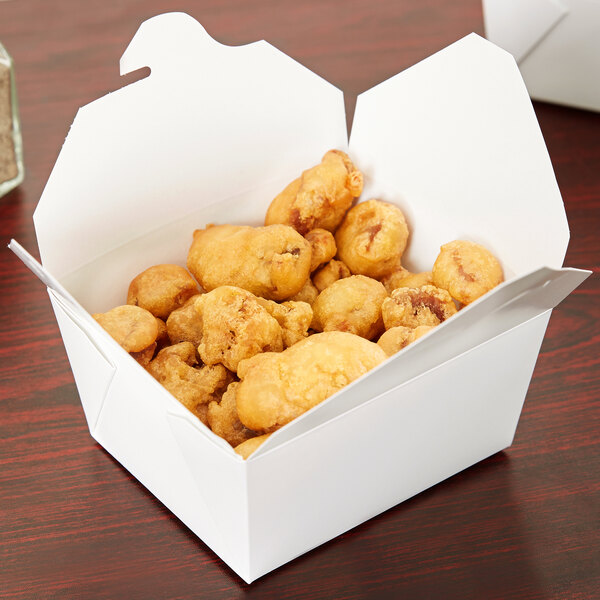 "Fold-Pak 01BPWHITEM Bio-Pak White Microwavable Paper #1 Take-Out Containers 4 3/8"" x 3 1/2"" x 2 1/2"" - 450/Case"