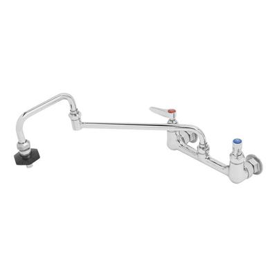 T&S B-0597-EE Wall Mount Pot Filler Faucet with 18" Double-Jointed Swing Spout, 13.2 GPM Outlet, 8" Adjustable Centers, Lever Handles, and Spout On-Off Control