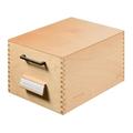 HAN 506, Wooden card filing box A6 landscape, for 900 cards, metal base/support plate, natural wood