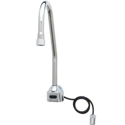 T&S EC-3101-LF22-SB Vandal Resistant Chrome Plated Brass Hands-Free Sensor Faucet with 7 1/16" Rigid Surgical Bend Nozzle, Short Elbow, AC/DC Control Module, Flow Control, Temperature Control, and 18" Supply Hoses
