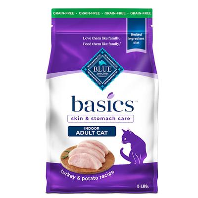 Blue Buffalo Basics Grain-Free Turkey & Potato Skin & Stomach Care Dry Cat Food, 5 lbs.