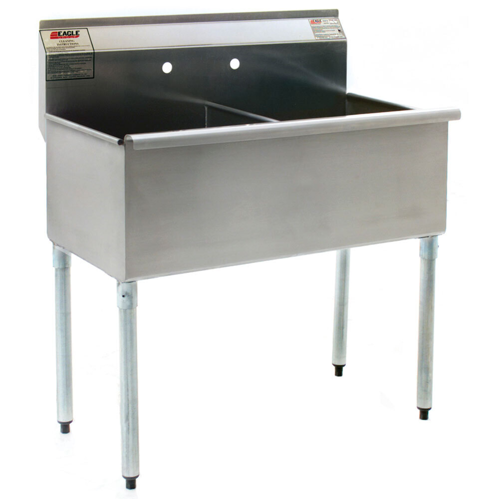Eagle Group 2460-2-16/4 Two Compartment Stainless Steel Commercial Sink without Drainboard - 61 3/8"