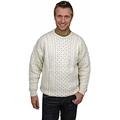 Traditional Irish White Aran Sweater Extra Large