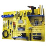 4ft Metal Pegboard Standard Tool Storage Kit - Yellow Toolboard & Blue Accessories