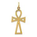 14ct Yellow Gold Solid Polished Textured back Ankh Religious Faith Cross Charm Pendant Necklace Measures 24x12mm Jewelry Gifts for Women