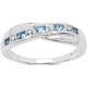 The Blue Topaz Ring Collection: Swiss Blue Topaz & Diamond Channel Set Crossover Eternity Ring in Sterling Silver (Size U)