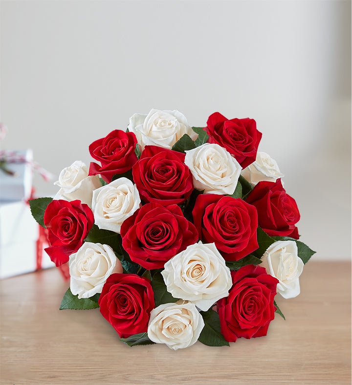 1-800-Flowers Flower Delivery Peppermint Rose Bouquet 18 Stems Bouquet Only