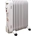 Motionperformance Essentials 2.5kW 11 Fin Oil Filled Radiator with Adjustable Thermostat, 3 heat settings & 24 Hour Timer (White)