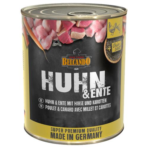 12 x 800 g BELCANDO Super Premium Nassfutter Hund: Huhn & Ente mit Hirse & Karotten