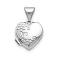 14ct White Gold Engravable Holds 2 photos Polished Love Heart Shaped Floral Locket Measures 10.5x15.5mm Jewelry Gifts for Women