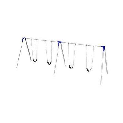 Ultra Play Playground Double Bay Commercial Bipod Swing Set with Strap Seats and Blue Yokes