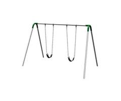 Ultra Play Single Bay Commercial Bipod Swing Set with Strap Seats and Green Yokes