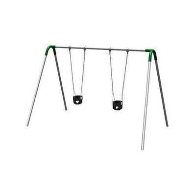 Ultra Play Single Bay Commercial Bipod Swing Set with Tot Seats and Green Yokes