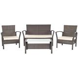 Safavieh Avaron 4 Piece Sofa Seating Group w/ Cushions Synthetic Wicker/All - Weather Wicker/Wicker/Rattan in Brown | Outdoor Furniture | Wayfair