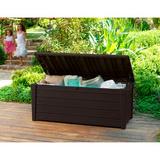 Keter Brightwood 120 Gallon Large Durable Resin Outdoor Storage Deck Box For Furniture & Supplies Resin in Brown | 23.7 H x 57 W x 27.4 D in | Wayfair