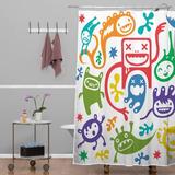 Deny Designs Andi Bird Misfits Single Shower Curtain Polyester in Blue/Gray/White | 72 H x 69 W in | Wayfair 13633-shocur