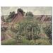 Trademark Fine Art "Landscape w/ Cottage Roofs, 1889" by Camille Pissarro Painting Print on Wrapped Canvas in Brown/Green | Wayfair BL0202-C2632GG