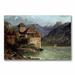 Trademark Fine Art "The Chateau De Chillon" by Gustave Courbet Painting Print on Canvas Metal in Blue/Brown | 22 H x 32 W x 2 D in | Wayfair