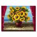 Trademark Fine Art "Sunflowers by the Window" by Antonio Painting Print on Canvas Metal in Blue/Red/Yellow | 24 H x 32 W x 2 D in | Wayfair