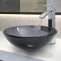 VIGO Glass Handmade Circular Vessel Bathroom Sink w/ Faucet in Black | 6 H x 16.5 D in | Wayfair VGT252