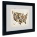 Trademark Fine Art "USA States Text Map 2" by Michael Thompsett Framed Textual Art Canvas, Wood | 11 H x 14 W x 0.5 D in | Wayfair MT0214-B1114MF