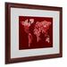 Trademark Fine Art "World Text Map 3" by Michael Tompsett Framed Textual Art Canvas, Wood in Red | 16 H x 20 W x 0.5 D in | Wayfair MT0293-W1620MF