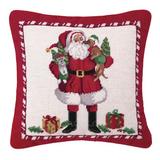 Peking Handicraft Hook Christmas Puppies Needlepoint Wool Throw Pillow Polyester/Polyfill/Wool | 16 H x 16 W x 6 D in | Wayfair 31LH55C16SQ