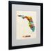 Trademark Fine Art "Florida Map" by Michael Thompsett Framed Graphic Art Canvas | 20 H x 16 W x 0.5 D in | Wayfair MT0322-B1620MF