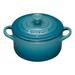 Le Creuset Stoneware Set of 4 - 8 oz. Mini Round w/ Lids & Cookbook Non Stick/Enameled Cast Iron/Cast Iron in Blue | 3 H x 5.25 W in | Wayfair